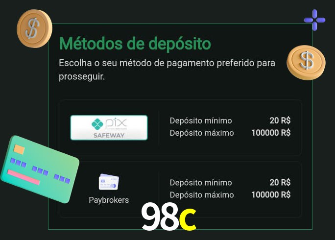 O cassino 98c oferece uma grande variedade de métodos de pagamento
